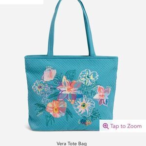 Vera Bradley Vera Large Tote Bag in Microfiber Happy Blooms NWT